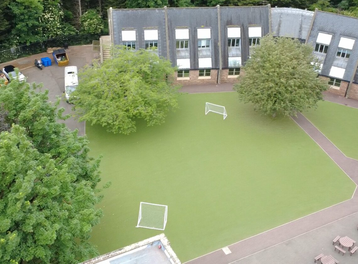 Astro pitch and outdoor play space from above